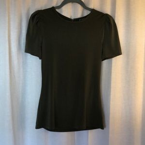 Green blouse with rouched shoulders